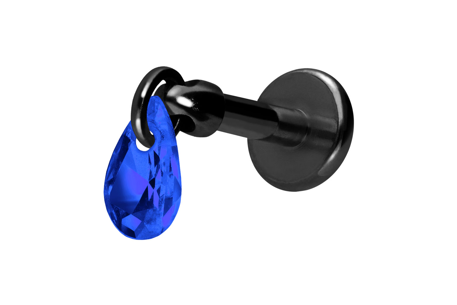 Titan Labret Piercing mit Innengewinde KRISTALLTROPFEN